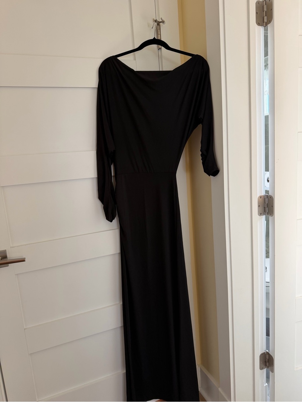 Lulu's Black Maxi Off One Shoulder Dress Rouching